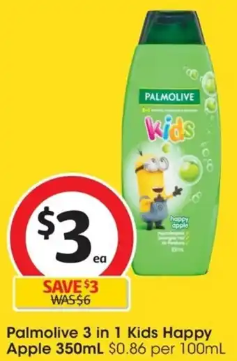Coles Palmolive 3 in 1 Kids Happy Apple 350mL offer