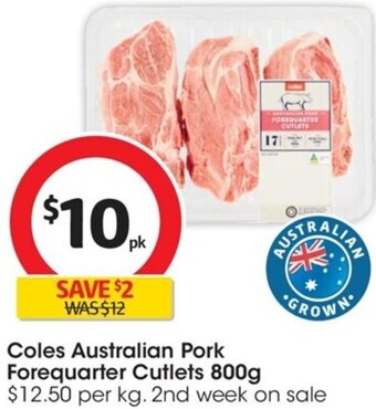 Coles Coles Australian Pork Forequarter Cutlets 800g offer