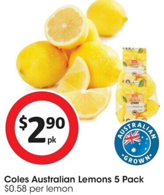 Coles Australian Lemons 5 Pack offer at Coles