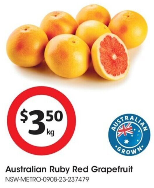 Australian Ruby Red Grapefruit NSWMETRO090823237479 offer at Coles