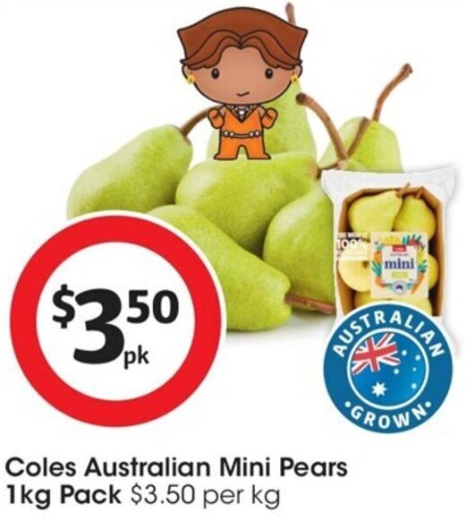 Coles Australian Mini Pears 1kg Pack offer at Coles