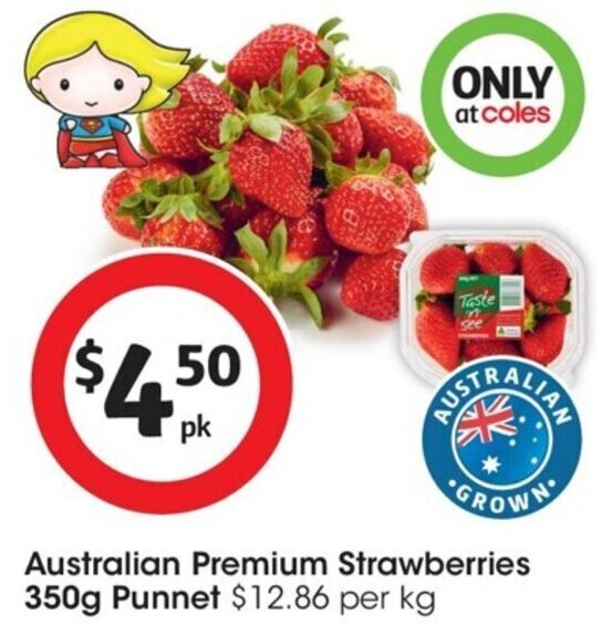 Australian Premium Strawberries 350g offer at Coles