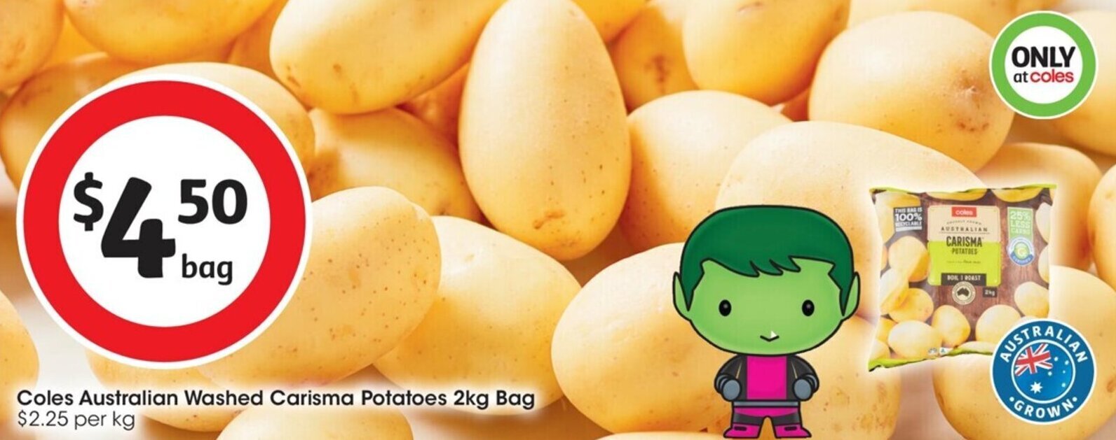 Coles Australian Washed Carisma Potatoes 2kg Bag offer at Coles
