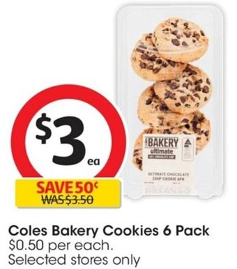 Coles Coles Bakery Cookies 6 Pack offer