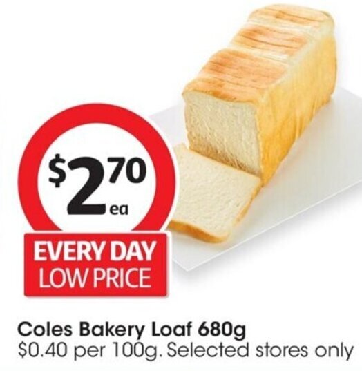 Coles Bakery Loaf 680g offer at Coles