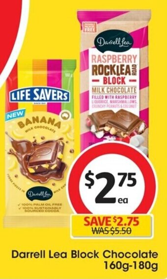 Coles Darrell Lea Block Chocolate 160g-180g offer
