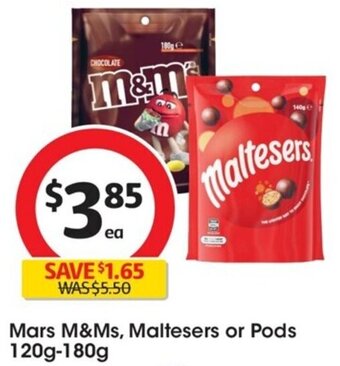 Coles Mars M&Ms, Maltesers or Pods 120g-180g offer