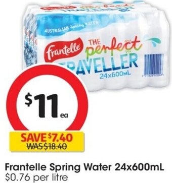 Coles Frantelle Spring Water 24x600mL offer