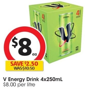 Coles V Energy Drink 4x250mL offer