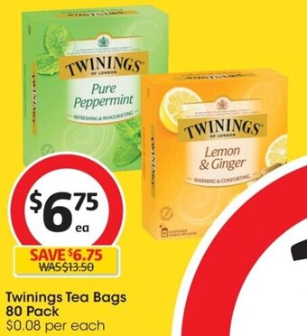Coles Twinings Tea Bags 80 Pack offer