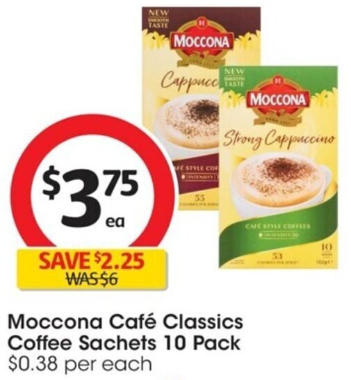 Moccona Café Classics Coffee Sachets 10 Pack offer at Coles