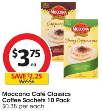 Coles Moccona Café Classics Coffee Sachets 10 Pack offer