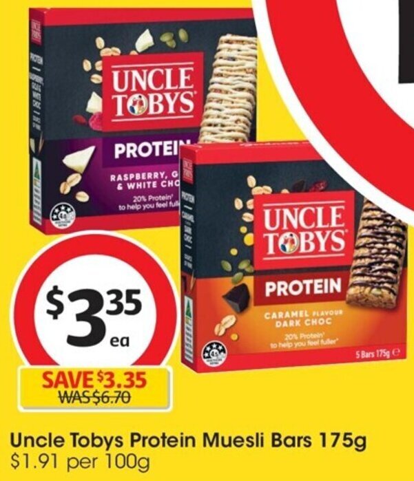 Uncle Tobys Protein Muesli Bars 175g offer at Coles
