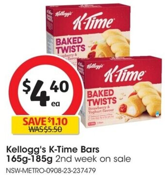 Coles Kellogg's K-Time Bars 165g-185g offer