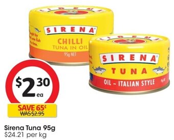 Coles Sirena Tuna 95g offer