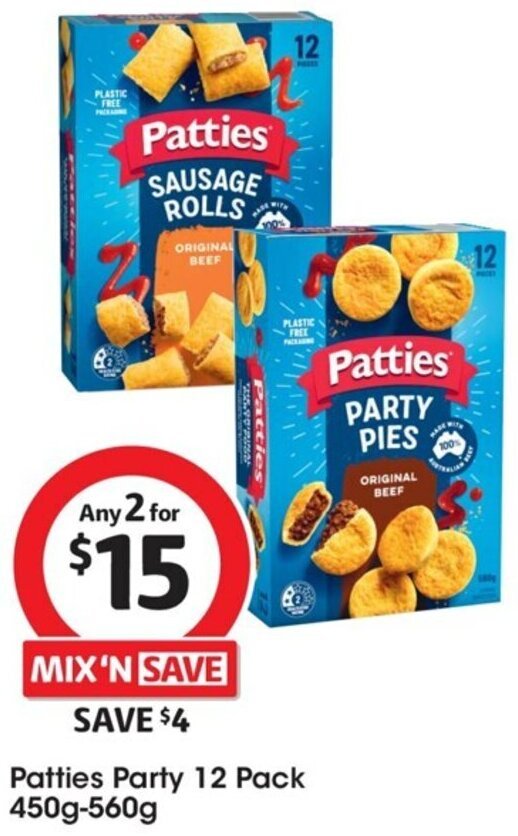 Patties Party 12 Pack 450g560g offer at Coles