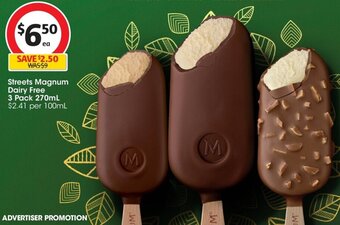 Coles Streets Magnum Dairy Free 3 Pack 270mL offer