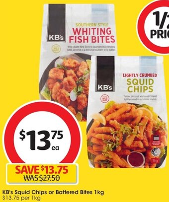 Coles KB's Squid Chips or Battered Bites 1kg offer