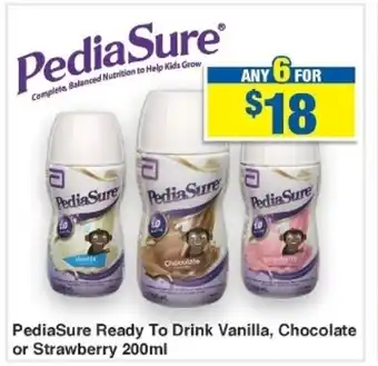 My Chemist PediaSure Ready To Drink Vanilla, Chocolate or Strawberry 200ml offer