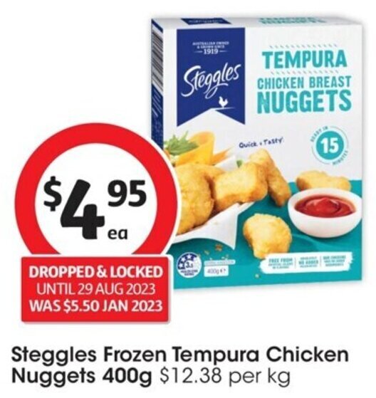 Steggles Frozen Tempura Chicken Nuggets 400g offer at Coles
