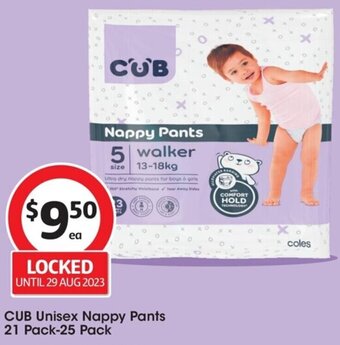 Coles CUB Unisex Nappy Pants 21 Pack-25 Pack offer