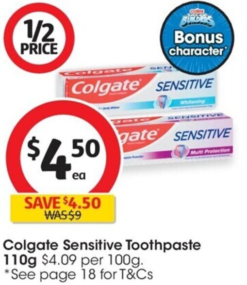 Colgate Sensitive Toothpaste 110g offer at Coles