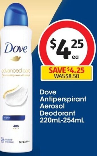 Coles Dove Antiperspirant Aerosol Deodorant 220mL-254mL offer