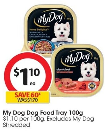 Coles My Dog Dog Food Tray 100g offer
