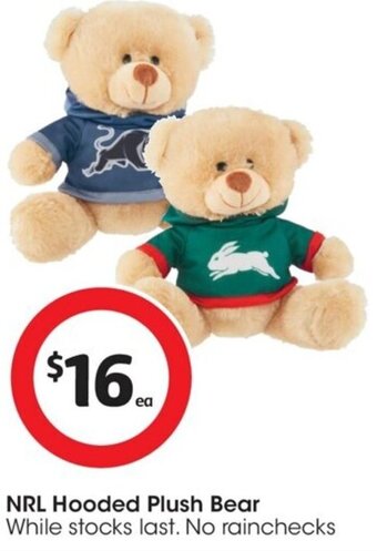 Coles NRL Hooded Plush Bear offer