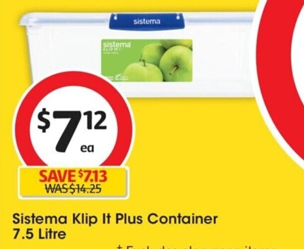 Sistema Klip It Plus Container 7.5 Litre offer at Coles