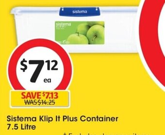 Coles Sistema Klip It Plus Container 7.5 Litre offer