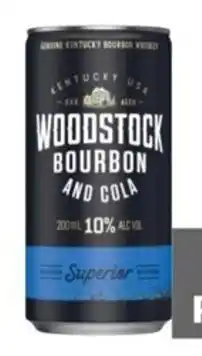 Coles Woodstock Bourbon & Cola 10% Cans 4x200mL offer