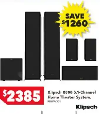 Harvey Norman Klipsch R800 5.1-Channel Home Theater System. offer