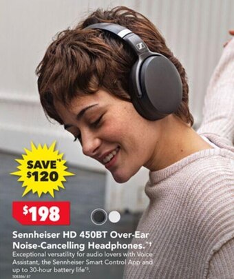 Sennheiser HD 450BT Over-Ear Noise-Cancelling Headphones."