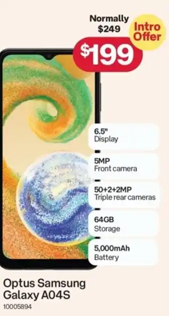 Australia Post Optus Samsung Galaxy A04S offer