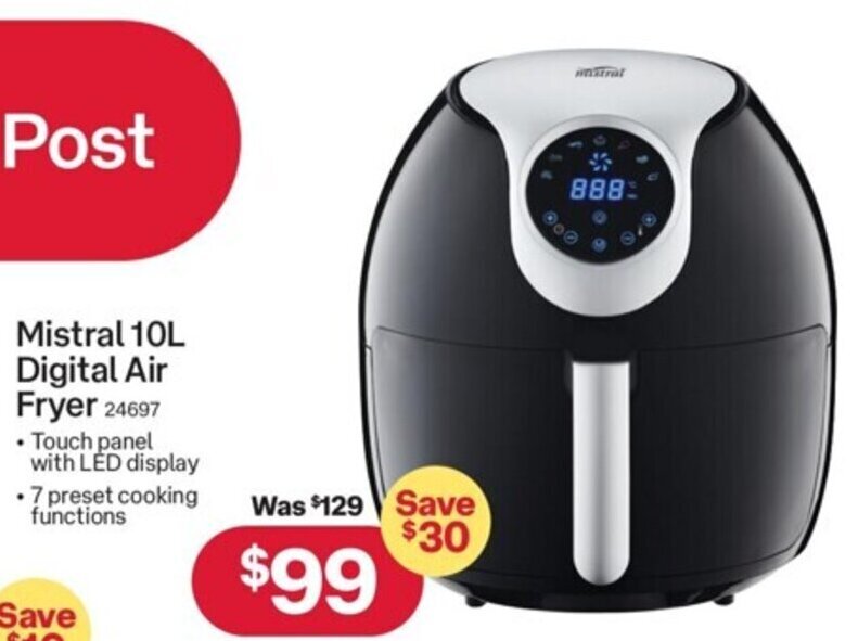 Mistral 10L Digital Air Fryer 24697 offer at Australia Post