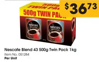 Campbells Wholesale Nescafe Blend 43 500g Twin Pack 1kg offer