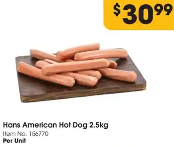 Campbells Wholesale Hans American Hot Dog 2.5kg offer