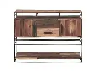 LivingStyles Nako Commercial Grade Reclaimed Timber & Iron 2 Door 2 Drawer Console Table, 120cm offer
