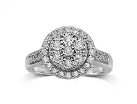 Bevilles Jewellery Brilliant Miracle Halo Ring with 1/2ct of Diamonds in Sterling Silver - Q offer