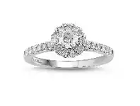 Bevilles Jewellery Love by Michelle Beville Halo Solitaire Ring with 0.65ct of Diamonds in 18ct White Gold - M offer