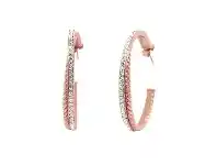 Bevilles Jewellery Rose Stainless Steel Pave Crystal Double Hoop Earrings - U offer