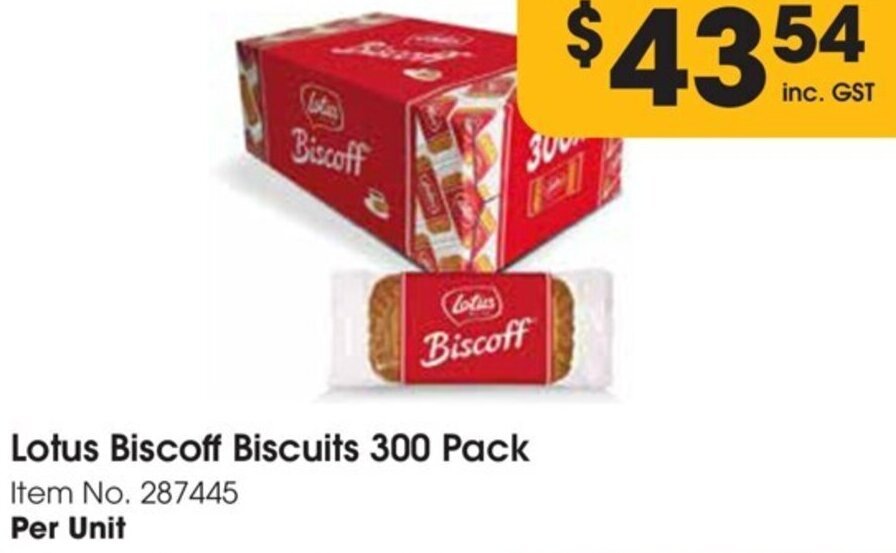 Lotus Biscoff Biscuits 300 Pack Item No. 287445 offer at Campbells