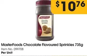 Campbells Wholesale MasterFoods Chocolate Flavoured Sprinkles 735g Item No. 099708 offer