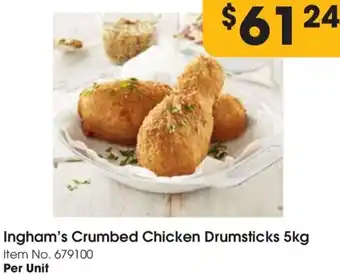 Ingham's Crumbed Chicken Drumsticks 5kg Item No. 679100
