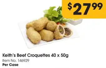 Keith's Beef Croquettes 40 x 50g Item No. 146929 Per Case