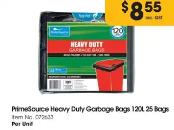 Campbells Wholesale PrimeSource Heavy Duty Garbage Bags 120L 25 Bags Item No. 072633 offer