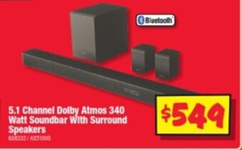 JB Hi-Fi 5.1 Channel Dolby Atmos 340 Watt Soundbar With Surround Speakers offer