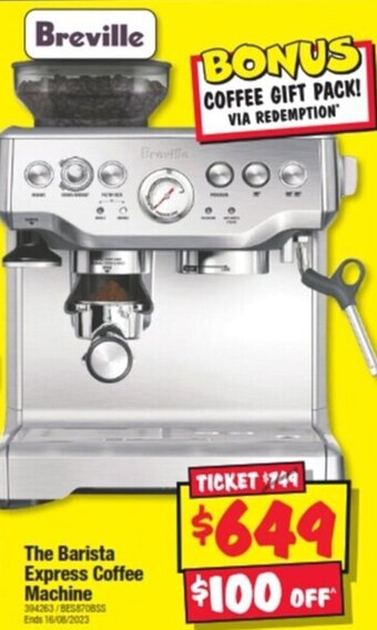JB Hi-Fi The Barista Express Coffee Machine offer