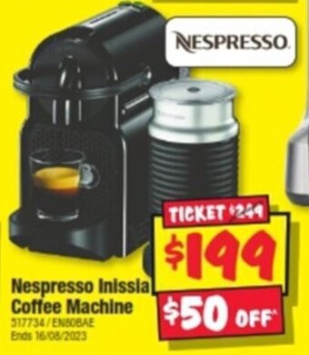 JB Hi-Fi Nespresso Inissia Coffee Machine offer